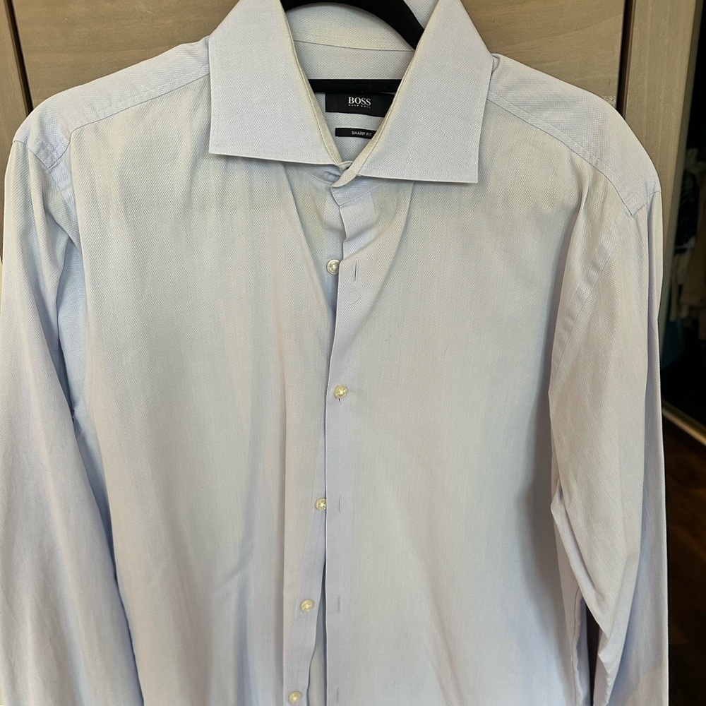Hugo Boss Sharp Fit Dress Shirt – Light Blue, Size 16.5 34/35